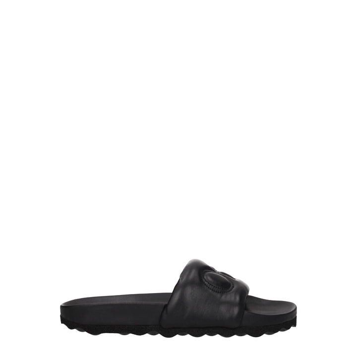 Off-White Black Leather Slippers Sandals - Kick Luxe