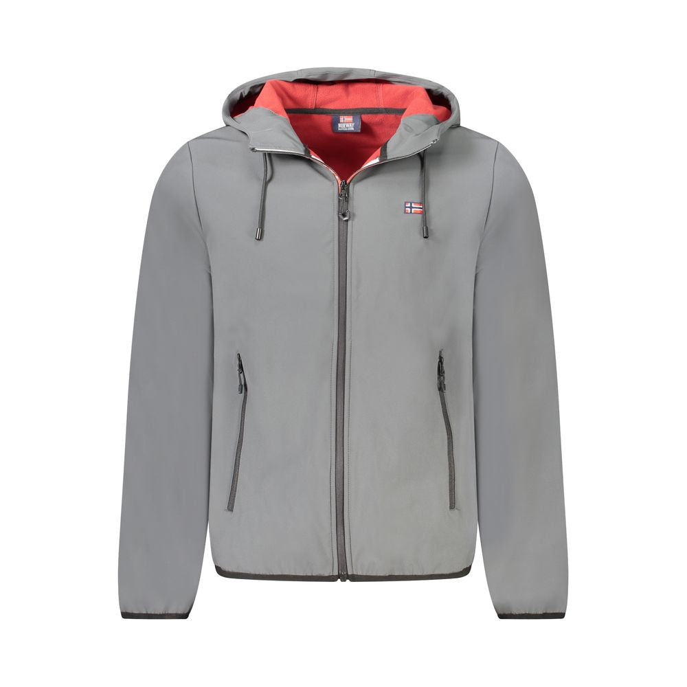 Norway 1963 Gray Polyester Men's Hooded Jacket - Kick Luxe