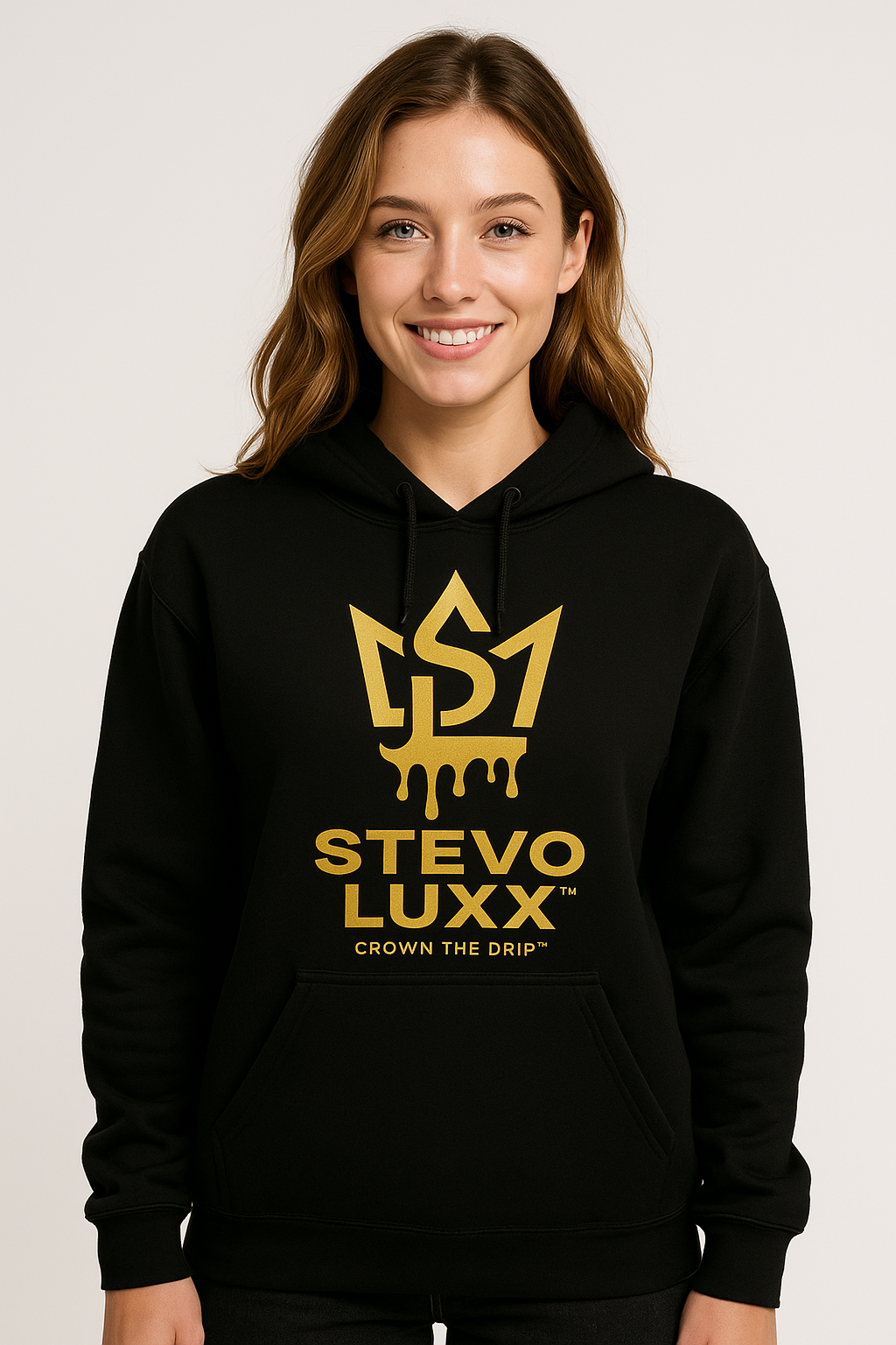 STEVO LUXX™ Black Hoodie – Royal Signature Edition | Crown the Drip™ - Kick Luxe