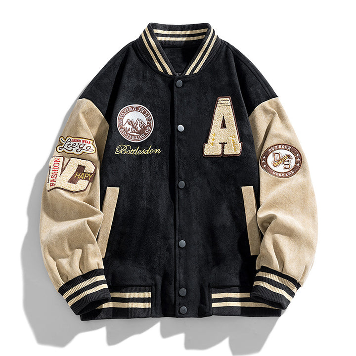 American Retro Loose Letter Baseball Jacket – Vintage Varsity Bomber for Men & Women | Oversized Streetwear