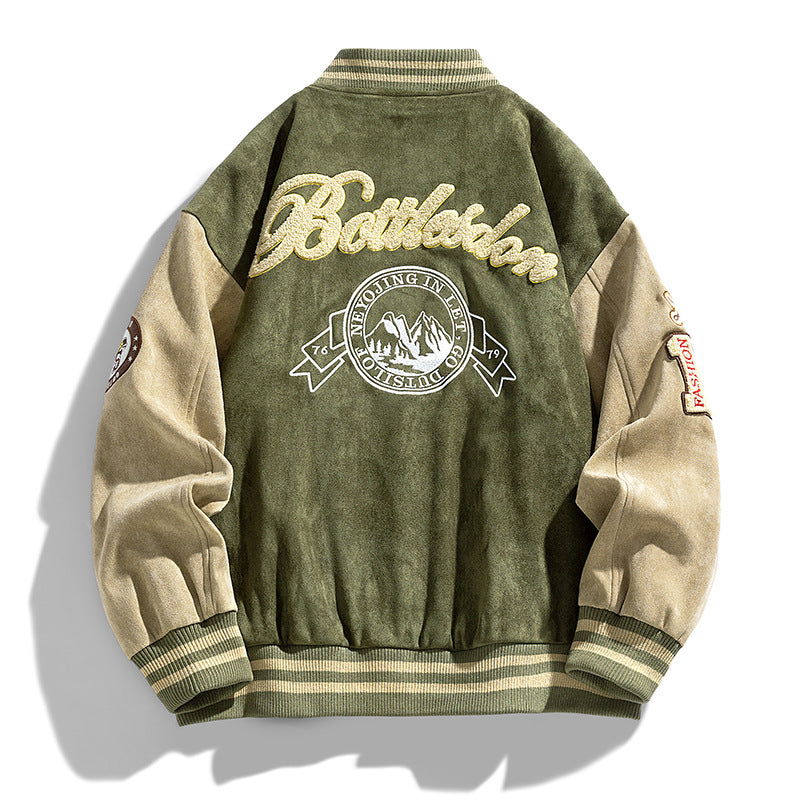 American Retro Loose Letter Baseball Jacket – Vintage Varsity Bomber for Men & Women | Oversized Streetwear