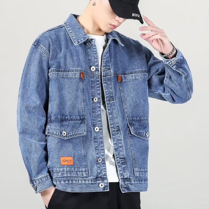 Men's Vintage Smoky Gray Denim Jacket – Classic Style with a Retro Edge