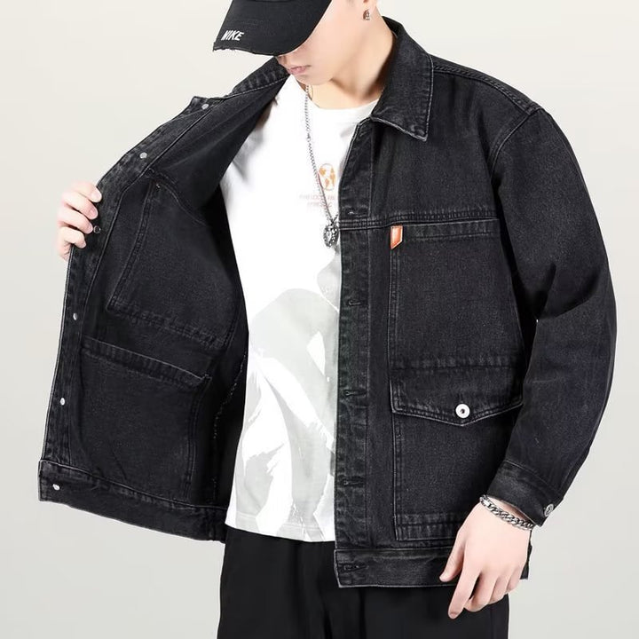 Men's Vintage Smoky Gray Denim Jacket – Classic Style with a Retro Edge